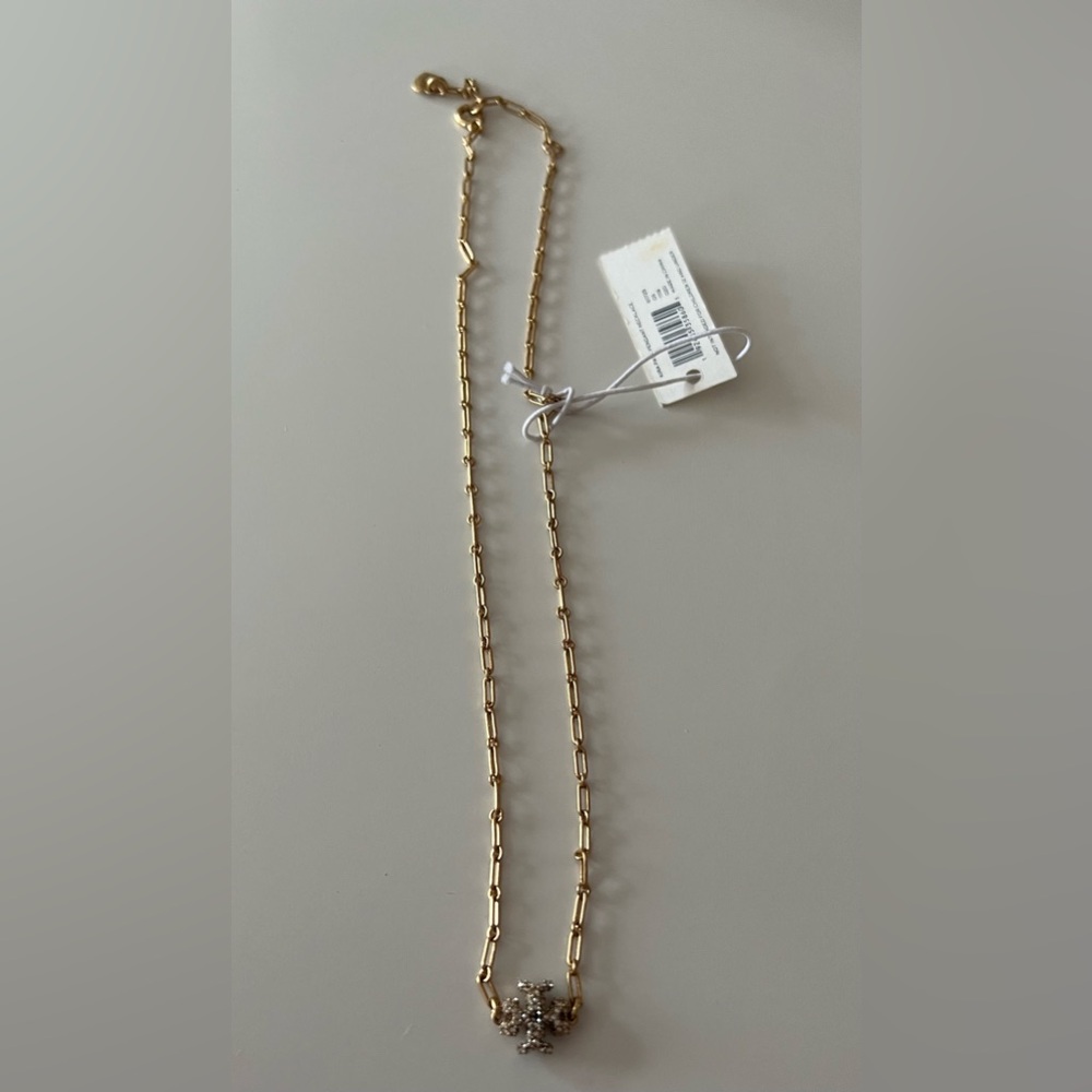 TORY BURCH KIRA PAVE DELICATE GOLD NECKLACE, NWT